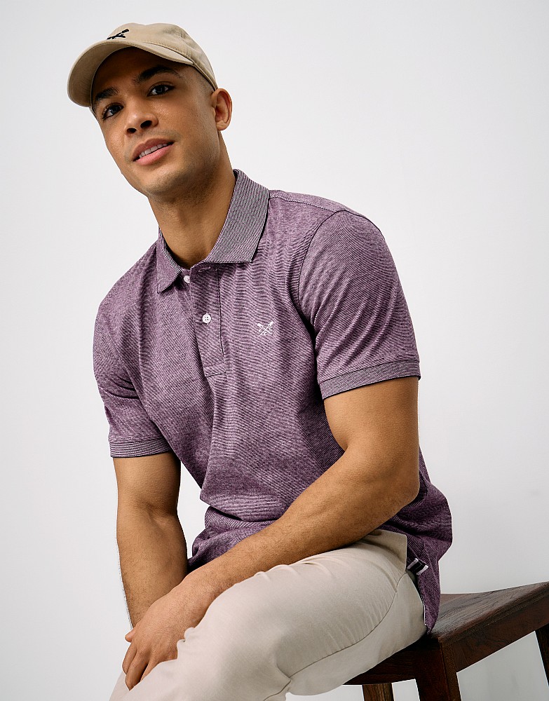 Cotton Jacquard Zigzag-Stitch Polo in Pink