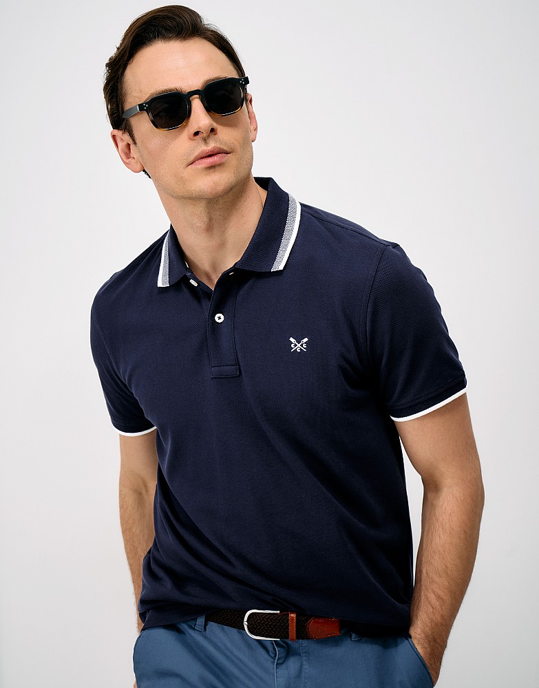 Interest Tipped Polo in Navy