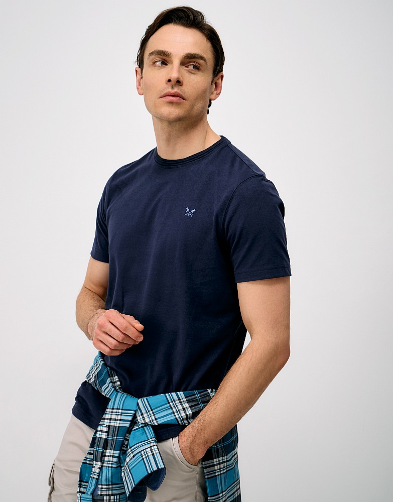 Ottoman Rib Neck Tee in Heritage Dark Navy