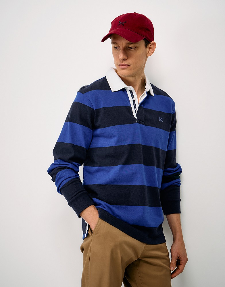 Heritage Stripe Rugby Shirt in Navy and Blue
