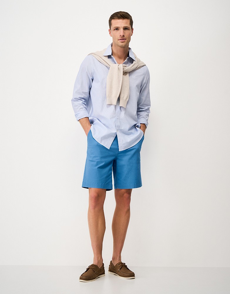 Bermuda Cotton Chino Stretch Shorts in Cendre Blue