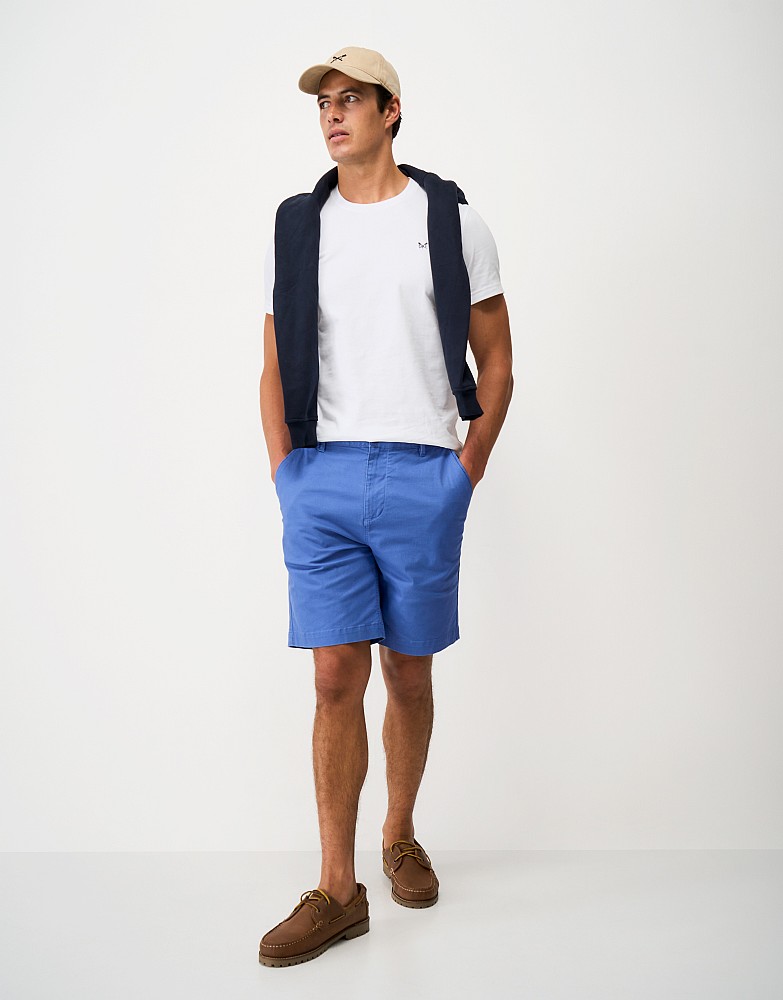 Bermuda Cotton Chino Stretch Shorts in Deep Blue