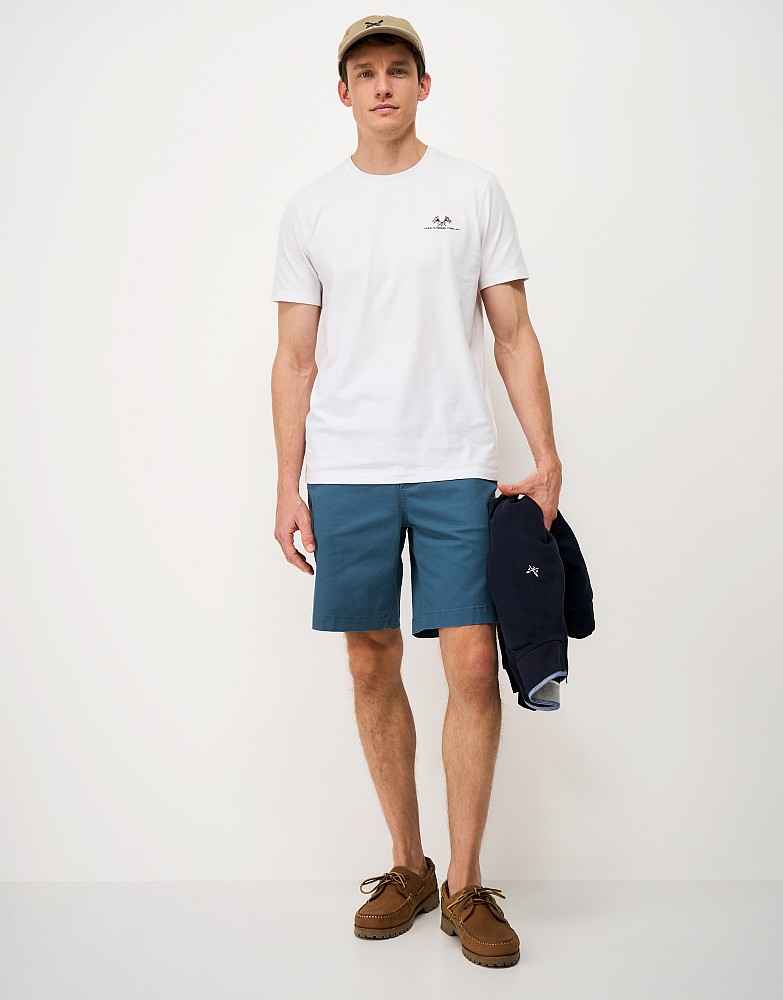 Bermuda Cotton Chino Stretch Shorts in Deep Teal