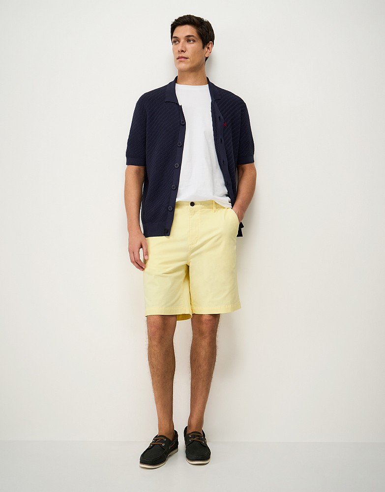 Bermuda Cotton Chino Stretch Shorts in Pastel Yellow