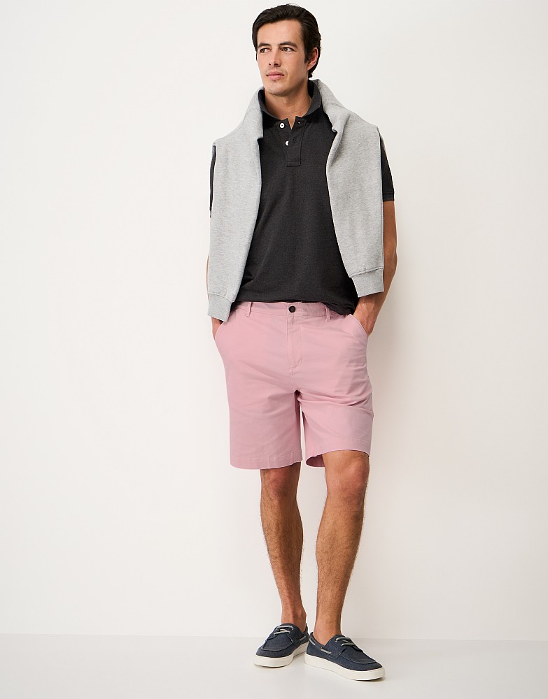 Bermuda Cotton Chino Stretch Shorts in Light Pink