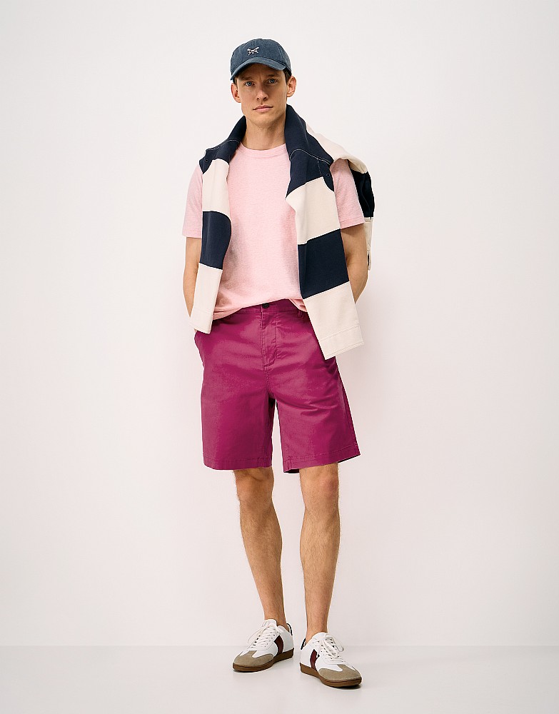 Bermuda Cotton Chino Stretch Shorts in Deep Red