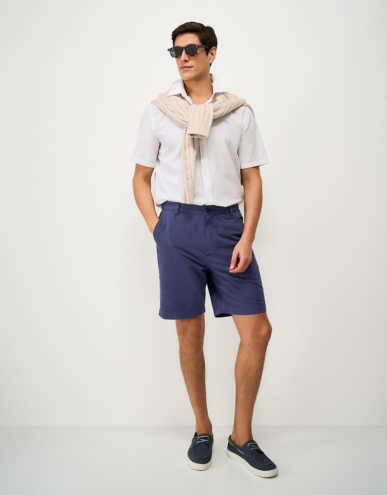 Cotton-Linen Shorts in Navy