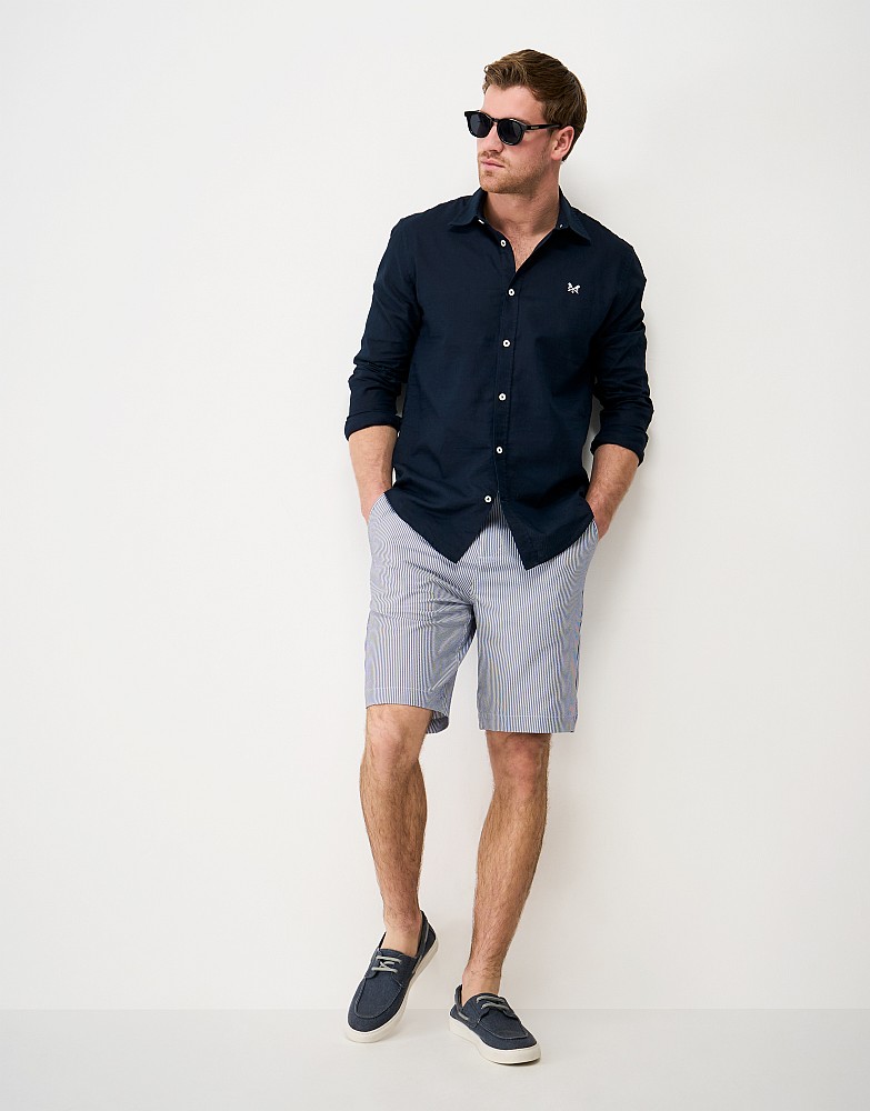 Seersucker Bermuda Shorts in Navy