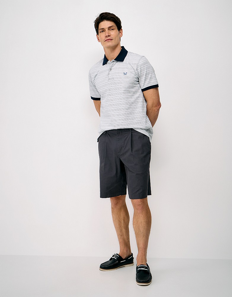 Pleated Lightweight Cotton Shorts in Charcoal