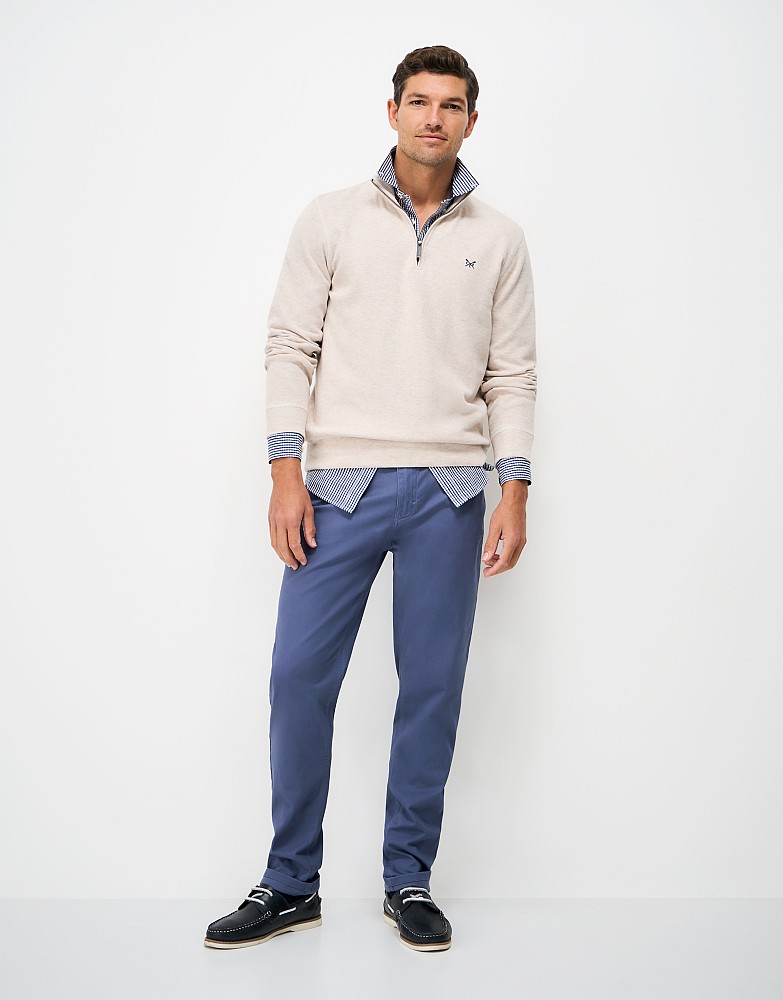 Brushed Twill Slim-Fit Trousers in Blue