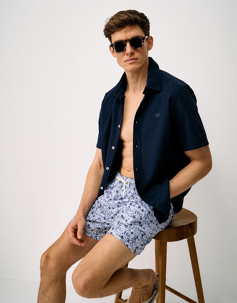 Swim Shorts in Light Blue Tropical Print