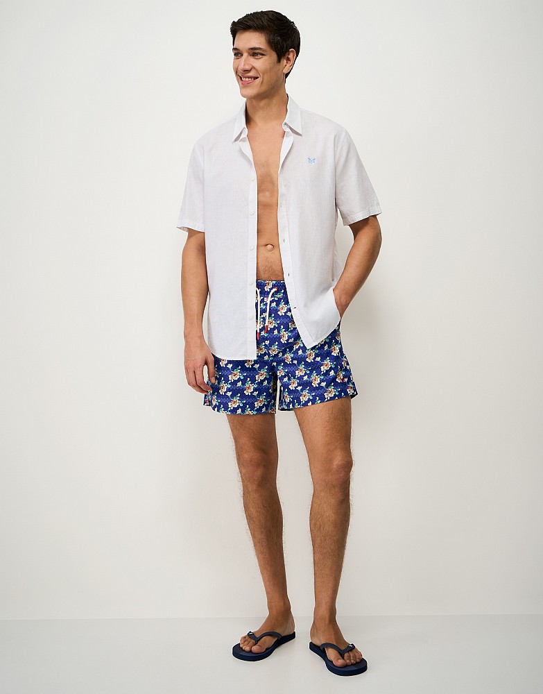 Swim Shorts in Deep Blue Tropical Floral
