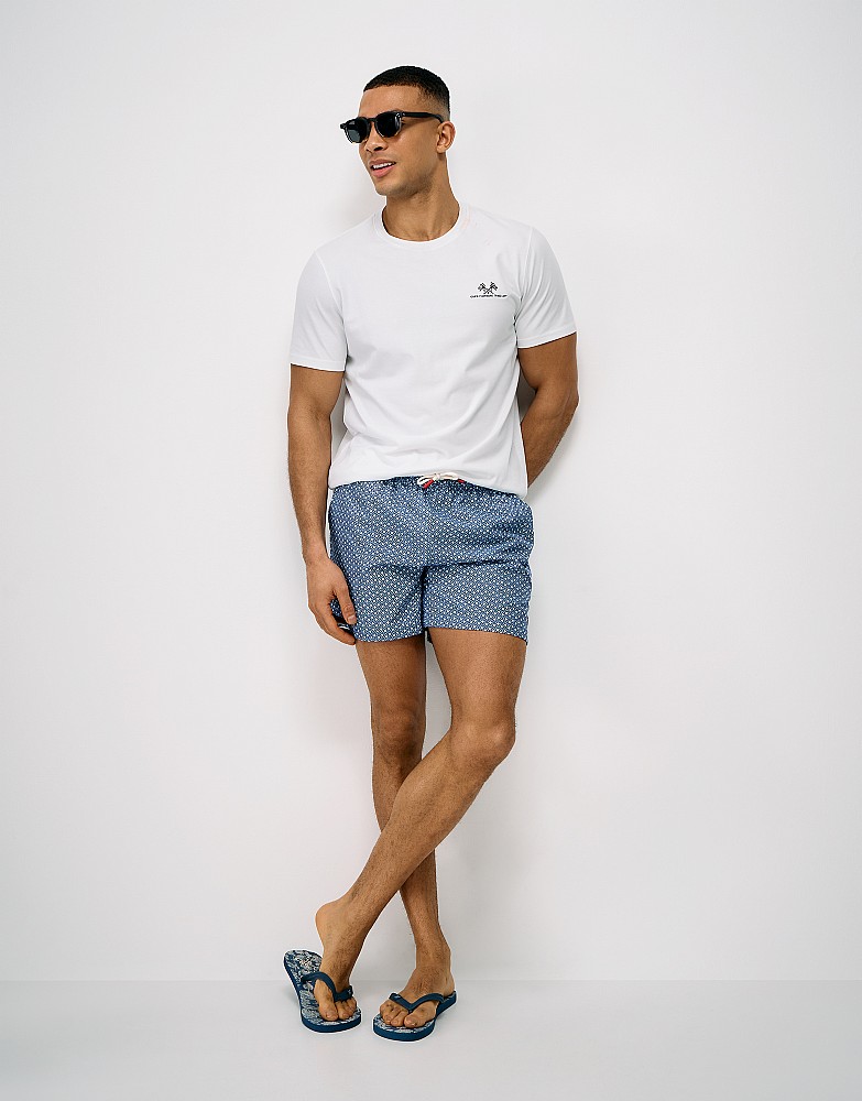 Geo Print Swim Shorts in Blue