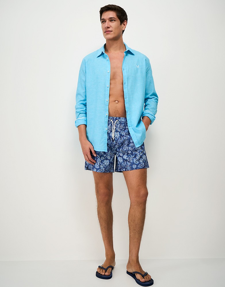 Swim Shorts in Dark Blue Paisley Print