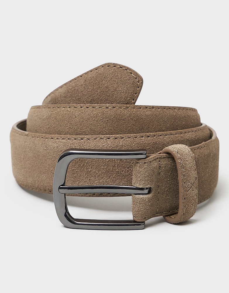 Smart Suede Belt in Stone