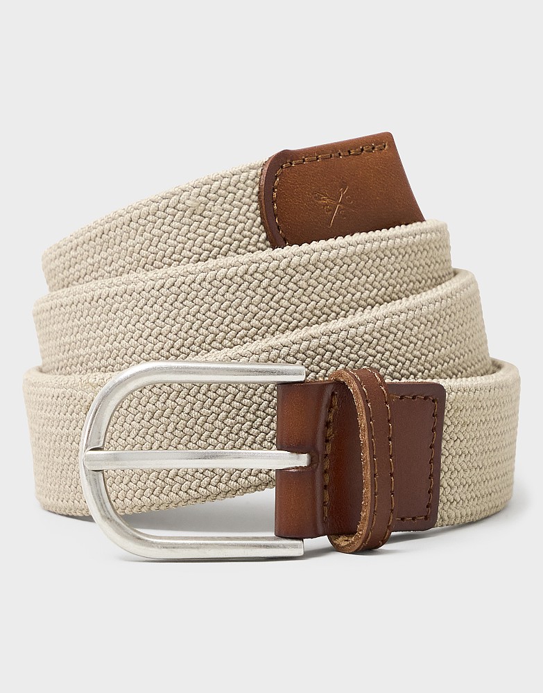 Stretch Woven Belt In Beige
