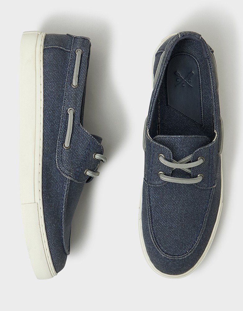Washed Canvas Boat Shoes in Blue