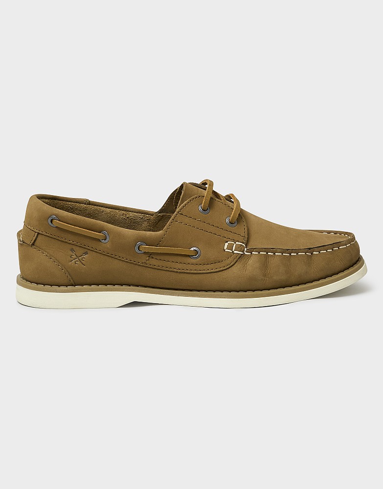 Men's Austell Leather Deck Shoes in Tan from Crew Clothing Company