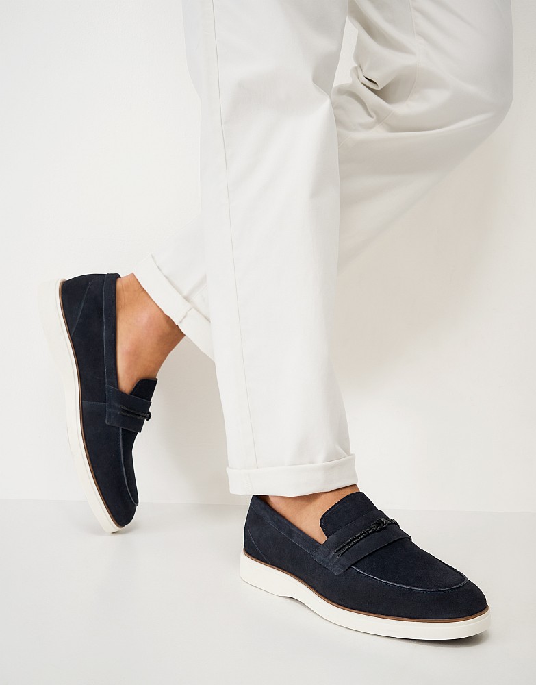 Knot Detail Casual Suede Loafers in Navy