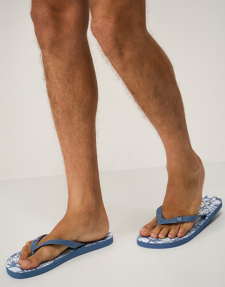 Flip Flops in Blue Botanical Print