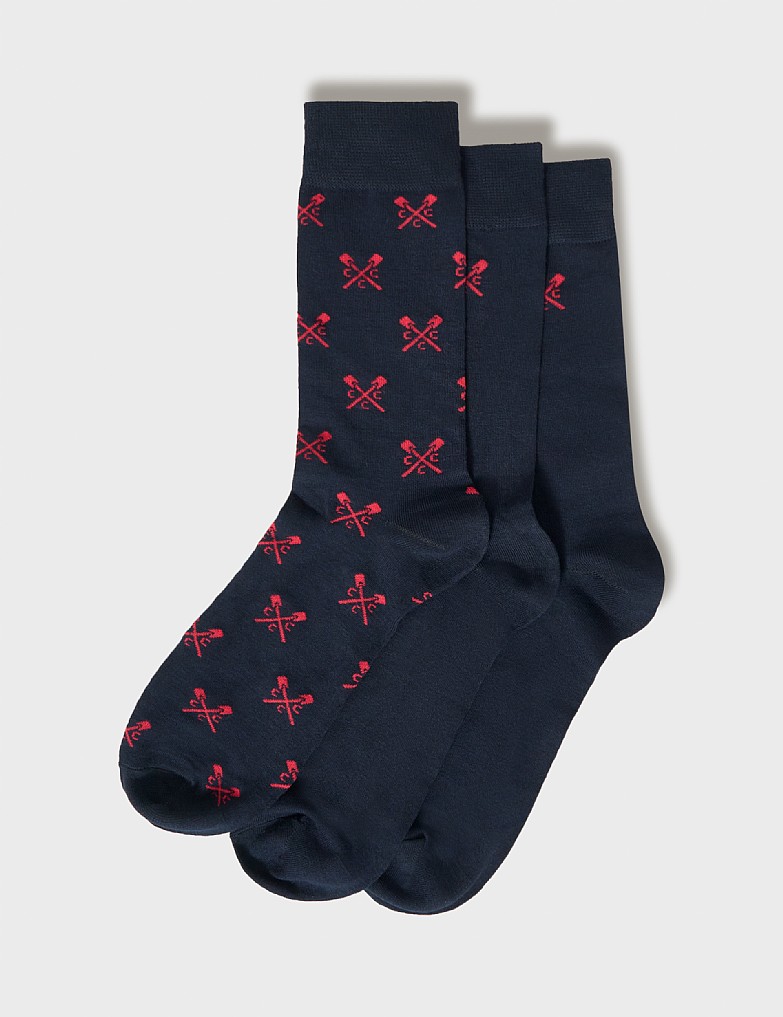 3 Pack Bamboo Socks in Navy and Red