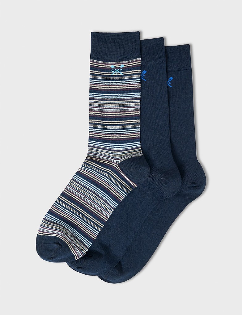 3 Pack Bamboo Socks in Navy and Blue