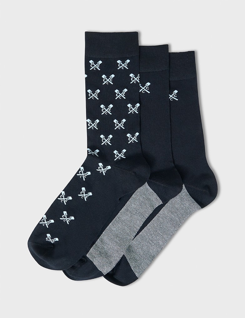 3 Pack Bamboo Socks in Navy and Blue