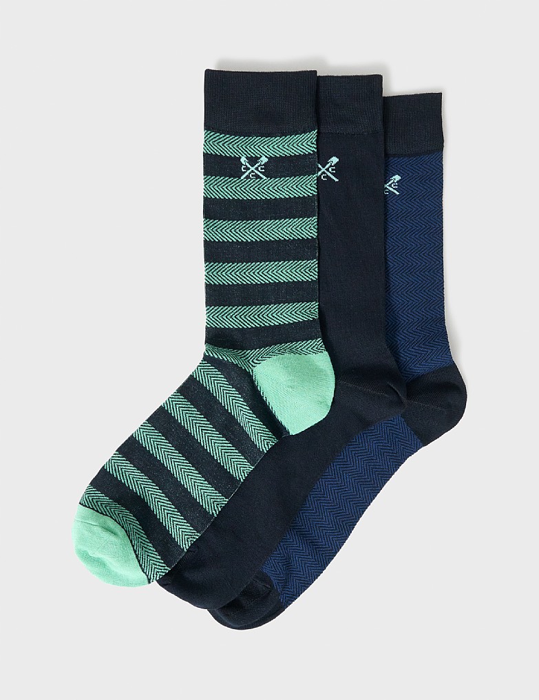 3 Pack Bamboo Socks in Navy and Green