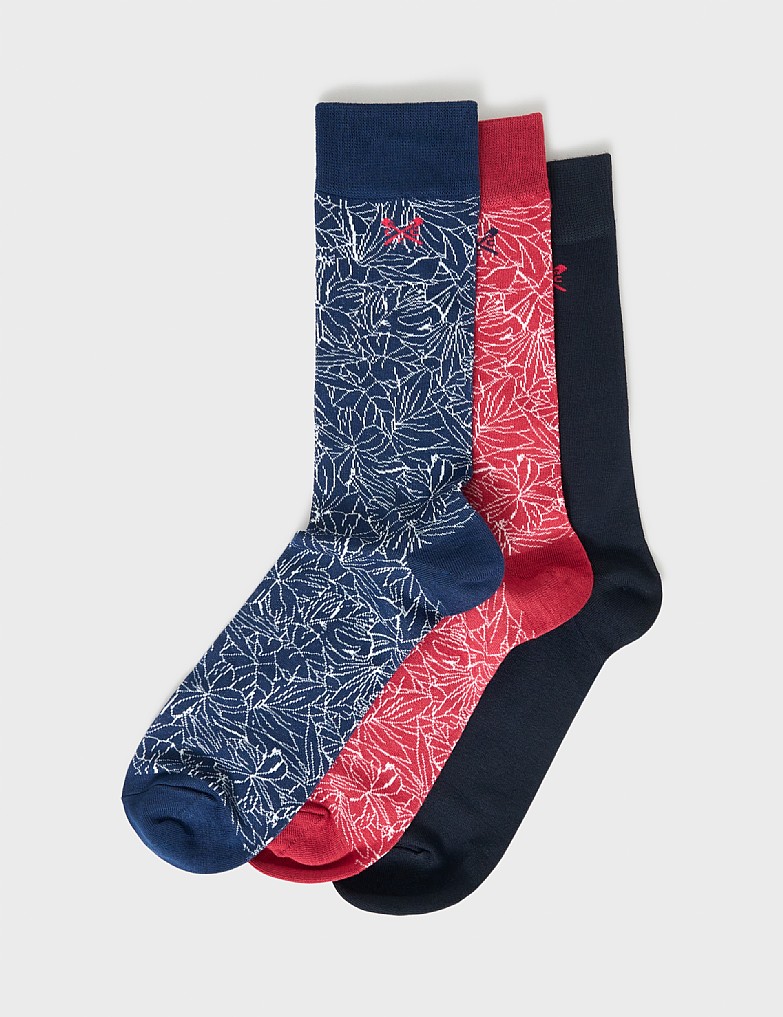 3 Pack Bamboo Socks in Navy, Red and White