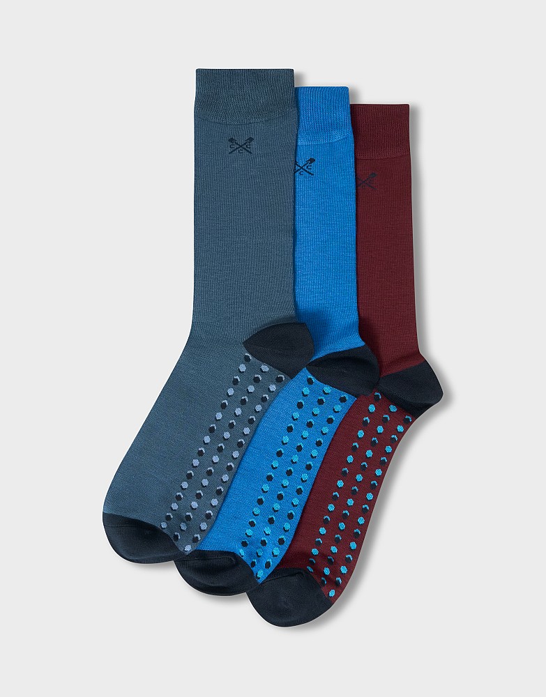 3 Pack Bamboo Socks in Red and Navy