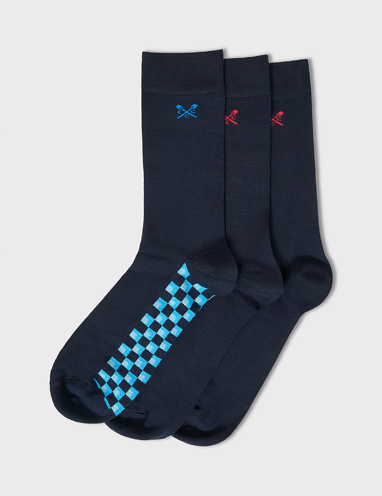 3 Pack Bamboo Socks in Navy and Blue