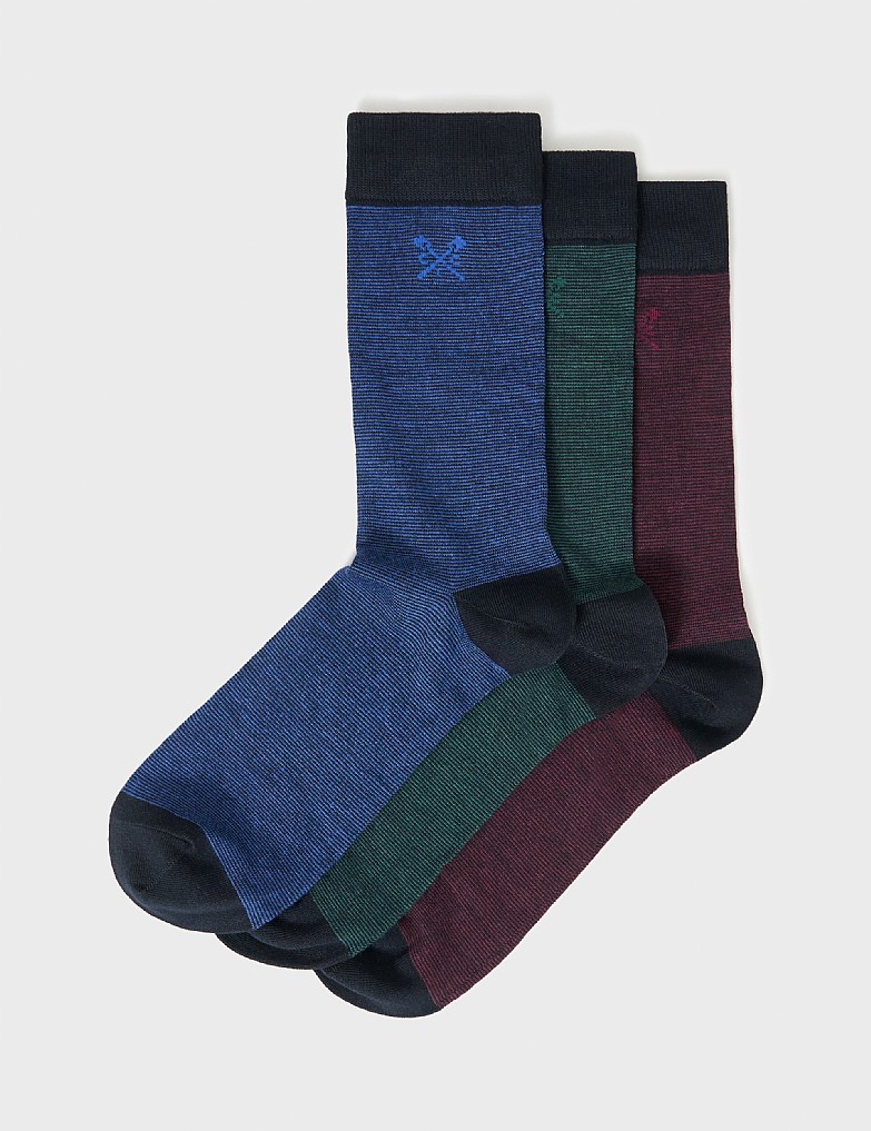 3 Pack Bamboo Socks in Blue, Green and Burgundy