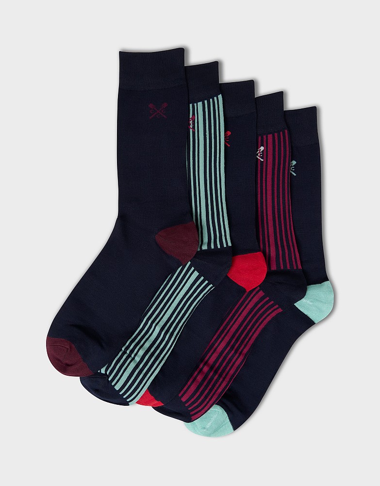 5 Pack Bamboo Sock Box in Red, Green and Purple