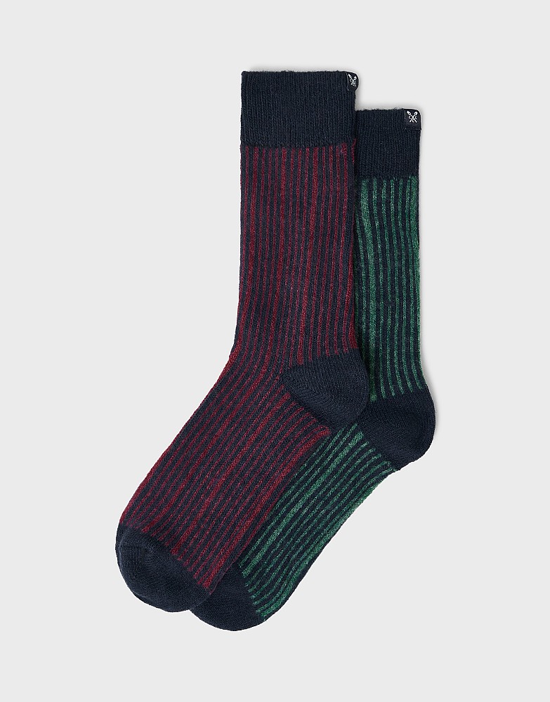 2 Pack Rugby Socks in Green and Burgundy