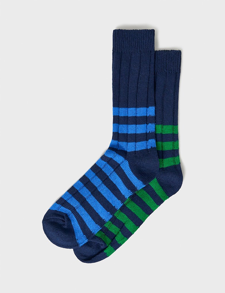 2 Pack Rugby Socks in Green and Blue