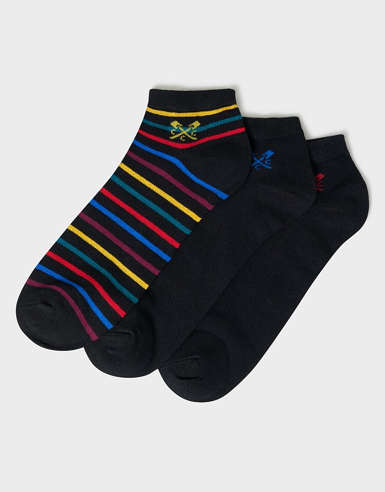 3 Pack Bamboo Trainer Socks in Multi
