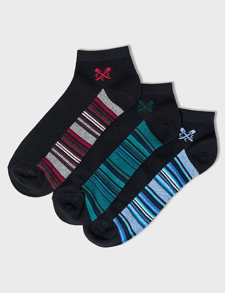 3 Pack Trainer Socks in Black and Multi