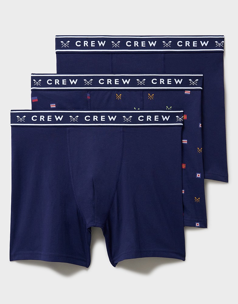 3 Pack Semaphore Print Jersey Boxers in Navy