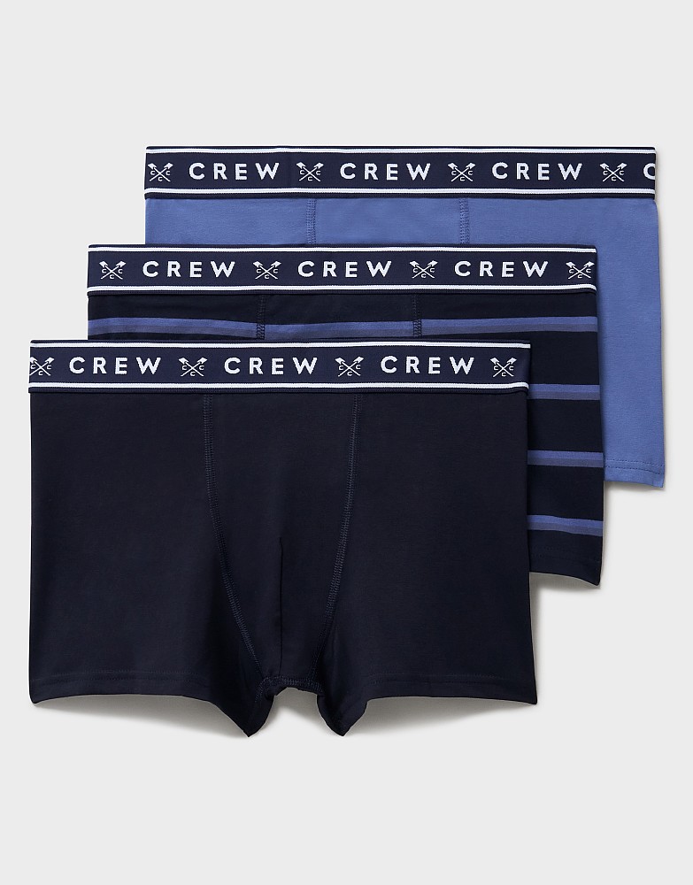 3-Pack Cotton Boxer Briefs in Navy & Blue Stripe