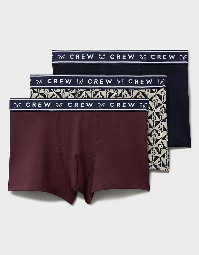 3 Pack Jersey Boxers in Burgundy and Navy