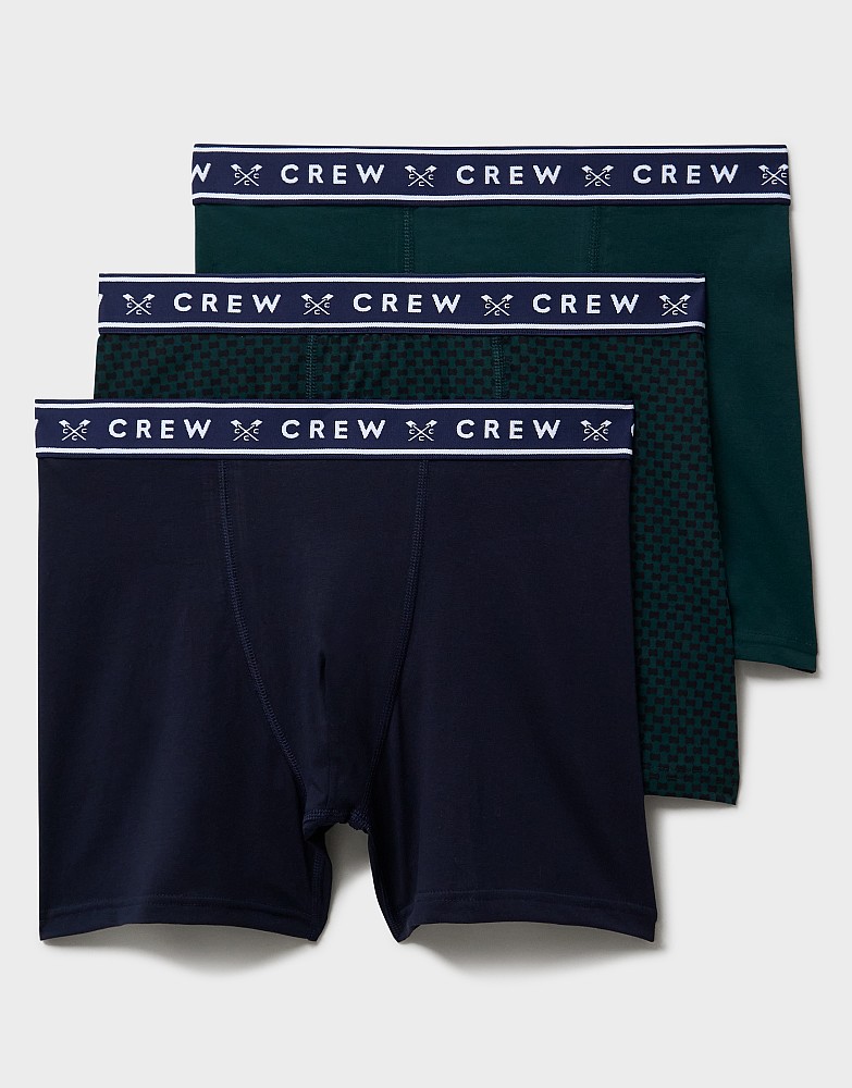 3-Pack Cotton Jersey Boxer Briefs in Dark Navy & Bottle Green