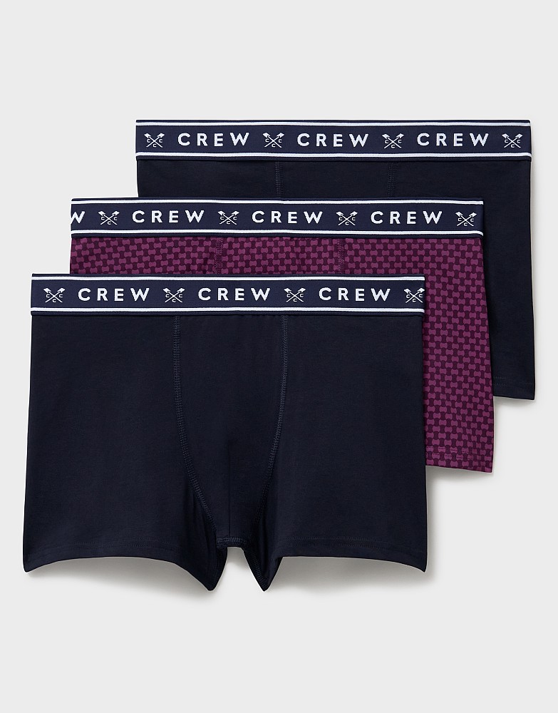 3-Pack Cotton Boxer Briefs in Navy & Mulberry Geo Print