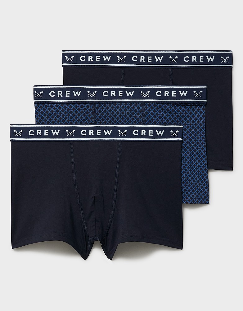 3-Pack Cotton Boxer Briefs in Navy & Tile Print