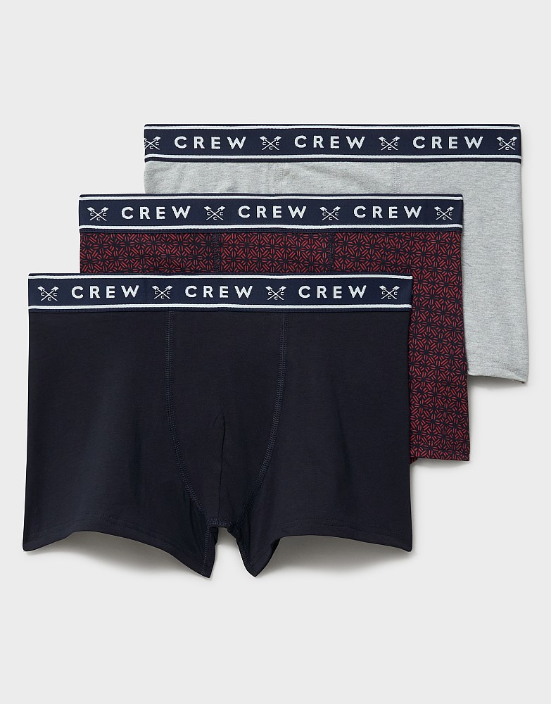 3 Pack Cotton Jersey Boxers in Navy, Red & Grey