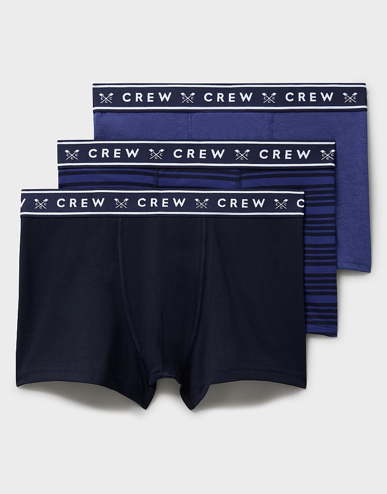 3 Pack Striped Boxer Briefs in Blue and Navy