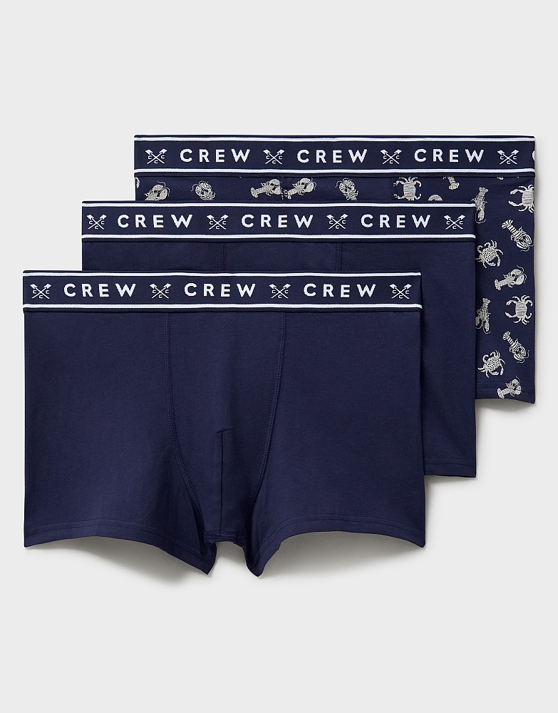 3 Pack Lobster Print Boxer Briefs in Navy