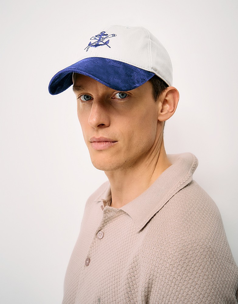 Microsuede Anchor Cap in Navy