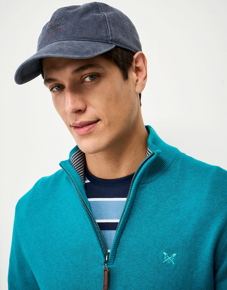 Embroidered Cotton Garment Dye Cap in Navy