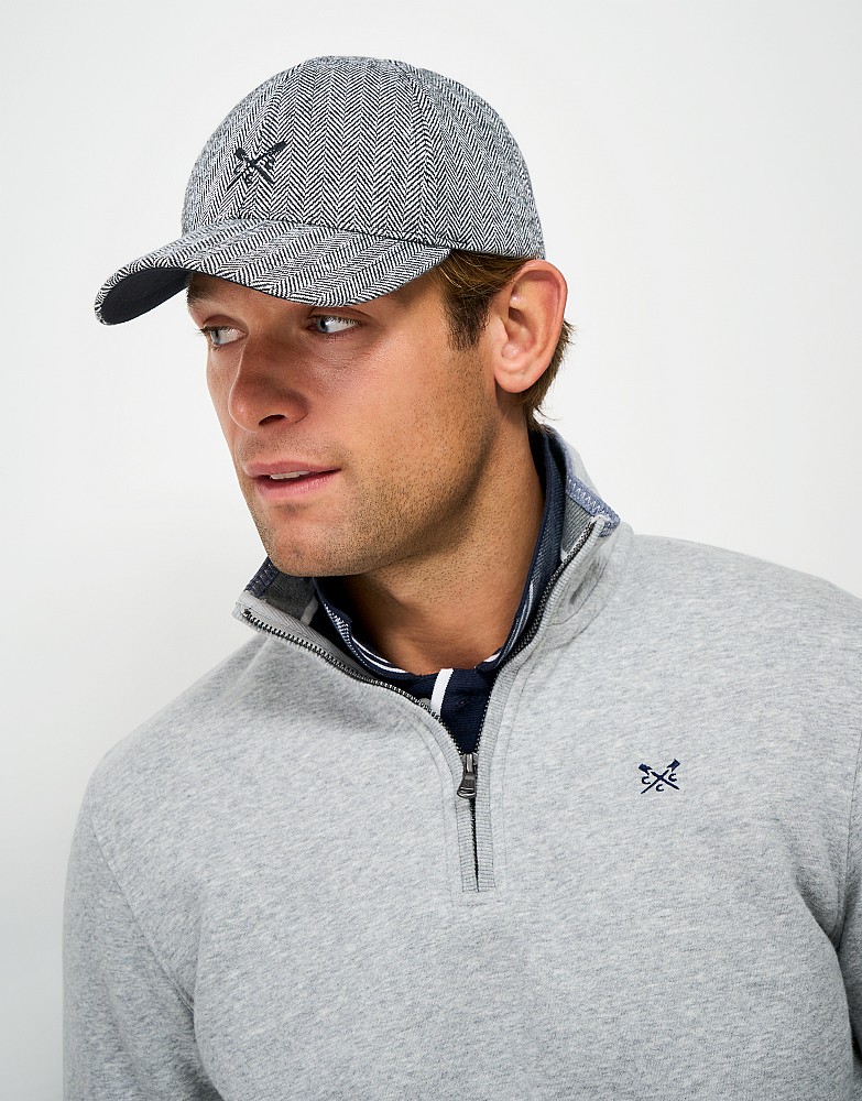 Wool Herringbone Cap in Grey