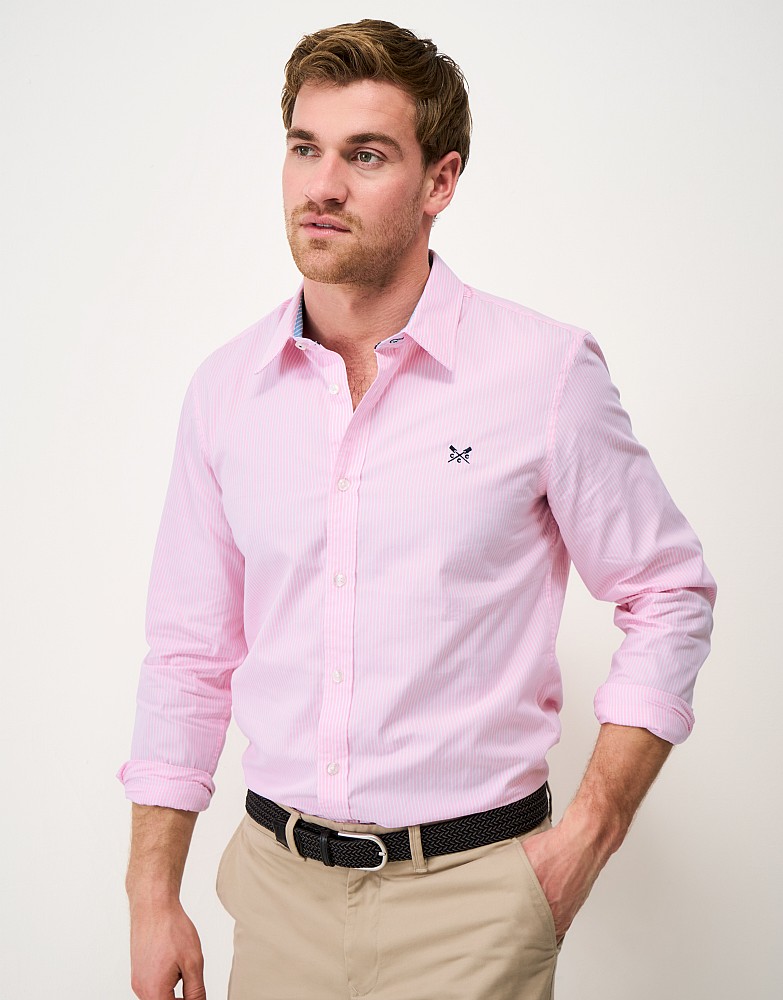 Slim Fit Micro Stripe Shirt in Pink and White